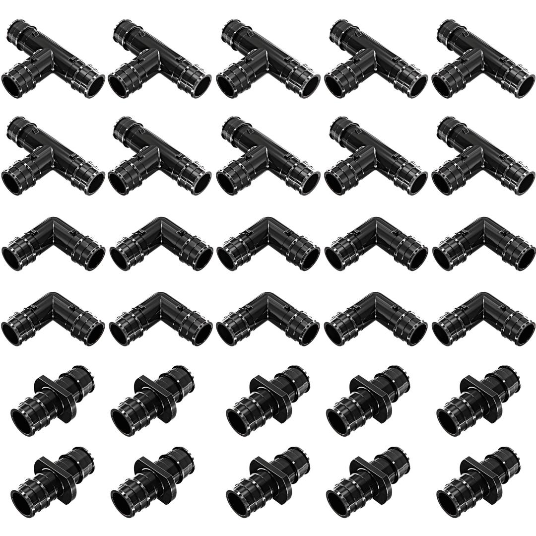 Pex A Fittings –1/2" inch Pex Fittings Set | Elbow, Tee & Coupler Kit | ASTM F1960 Certified PPSU | For Water Supply & Radiant Heating [Pack of 30]