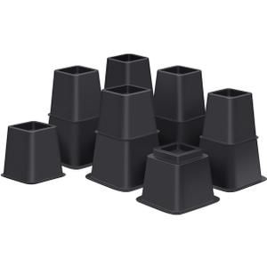 Bed Risers 8 inch Heavy Duty,Elevation in Heights 3, 5, 8 InchAdjustable Furniture Risers for Chair Table and Desk Legs Lifting (6 Pack,Black)