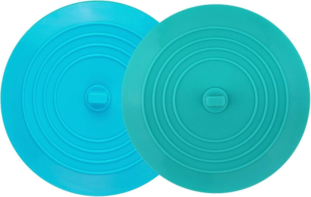 tifanso 2 Pack 6 Bathtub Tub Drain Cover Stopper, Large Silicone Suction Bathroom Drain Plug Hair Stopper, Bathroom Accessories for Kitchen and Laundry (Teal+aqua)