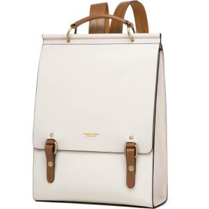 Cnoles Leather Backpack Purse For Women Fashion Ladies Vintage Bags Casual College Travel Backpacks Large bag White (28 x 11 x 38)