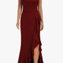 WOOSEA Women's High Neck Split Bodycon Mermaid Evening Cocktail Long Dress, Size L