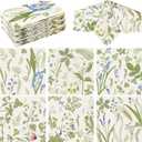 6 x Frienda 12 Pcs Wildflower Cocktail Coaster 6'' x 6" Spring Floral Reusable Fabric Coaster Washable Square Dinner Towel for Drink Coffee Bridal Shower Bachelorette Party Decoration