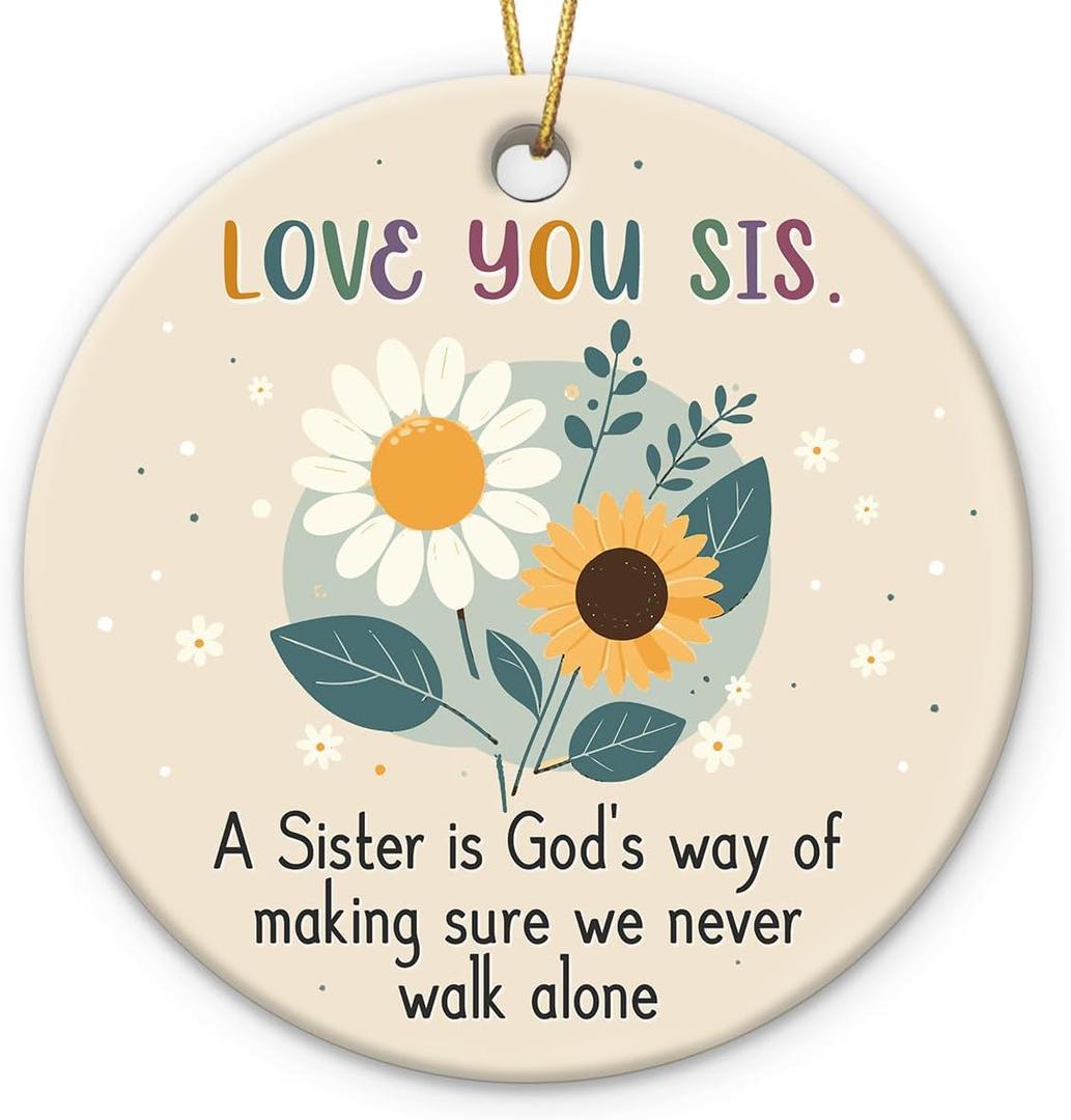 2 x Soul Sister Christmas Ornament 2025, Love You Sister Gifts for Christmas, Birthday, Ceramic Ornaments for Family Reunion Decorations, Holiday Family Exchange Gifts for Sisters in Law