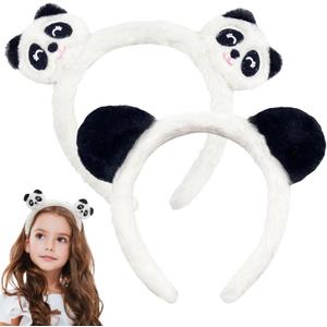 Plush Panda Ears Costume Headband - 2 Pcs Cute Ear Hair Accessories for Themed Events and Party Decoration