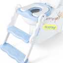 Musical & Sound Toddler Potty Training Seat w/Step Stool Ladder - Collapsible & Adjustable Toilet, Pre Assembled Toddler Toilet Seat w/Music & Sounds - Splash Guard & Anti-Slip Steps - Blue