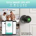 Smart Fingerprint Door Lock for Bedroom, Keyless Entry Door Knob with Handle, Biometric Front Door Lock with App & Backup Keys for Home, Apartment, Office, Hotel (Black)
