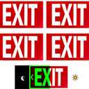 EXIT Sign - Glow In The Dark Photoluminescent EXIT Sign- 12"x7" Red With Adhesive Backing and Removable Directional Arrows Waterproof, Fade Resistant,4-Pack Exit Signs for Business
