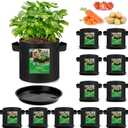 Funnymoom 12 Sets 3 Gallon Grow Bags with Plant Saucers, Durable Fabric Plant Pots with Handles, Aeration Drainage Planter Bags for Planter, Reusable Garden Bags Drip Trays Set for Indoor Outdoor