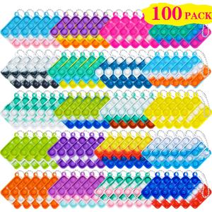 100 Pcs Mini Pop Bubble Fidget Toys for Party Favors, Pop Toy Bulk for Party Favor, Classroom Student Prizes Christmas Easter Basket Goodie Bag Stuffers Valentine for Kids