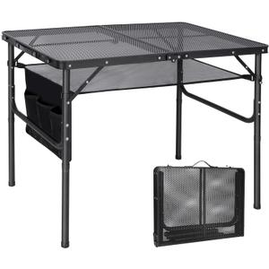 RedSwing Folding Grill Table,Aluminum Portable Grill Stand Table for Outdoor Camping Picnic BBQ Lightweight, Adjustable Height, 36''x24''x16/28'', Black