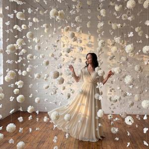 HunnmingRe 12 Pcs 78.7 ft Flower Garlands Hanging Decorations Wildflower Backdrop Artificial Floral Garlands Silk Faux Flower with Hooks Hanging Flowers for Wedding Party Birthday Baby Shower