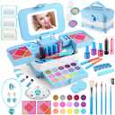 YasinKidz 57 in 1 Kids Makeup Kit With 3-Color LED Mirror, Real Washable, Perfect Girl Birthday Gift, Age 3+