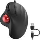 Nulea M509 Trackball Mouse Wired, Ergonomic Design, Easy Thumb Control, Precise & Smooth Tracking, 2in1 Interface (Type A &Type C), Compatible for PC, Laptop, Mac, Windows(Red)