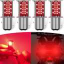 UGSHY 4 PCS Car 1157 LED Brake Light Bulb, Double Contact BAY15D Running Water + Flashing Two Lighting Modes Bulb, 4014-30SMD Plug and Play Light Bulb Replacement, Universal for Cars Trucks (Red)
