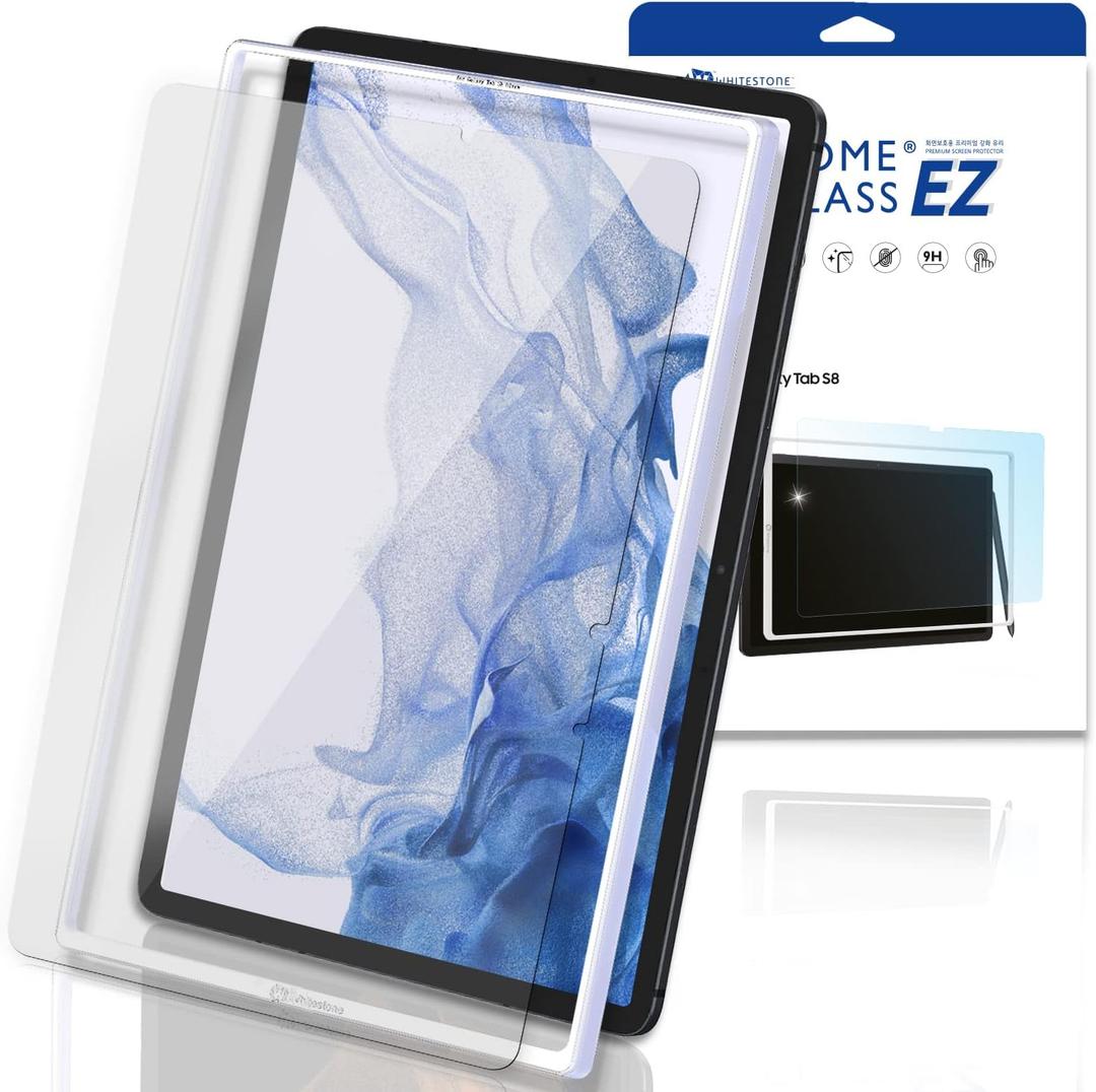 DOME GLASS Whitestone EZ screen protector for Galaxy Tab S8 (11") Full Coverage Tempered Glass Shield [Easy Install] by Whitestone for Galaxy Tab S8 - One Pack
