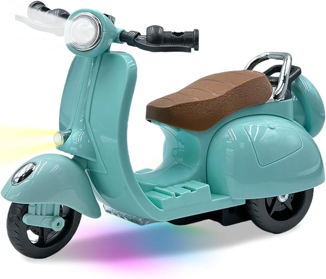 Electric Doll Scooter for 17cm Doll,Funny Doll Accessories with Music and Lights, 360 Rotatable Plastic Scooter Decoration Batteries Not Included (Blue)