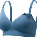 Momcozy CoolFit Nursing Bras for Breastfeeding, Fixed Padding Ultra Stretch Seamless Jelly Strip Maternity Bra, Wireless (Small, Nordic Blue)