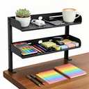 CanKing Clamp Desk Shelf 2 Layer Clip On or Under Table Organizer, Black, 15 inch