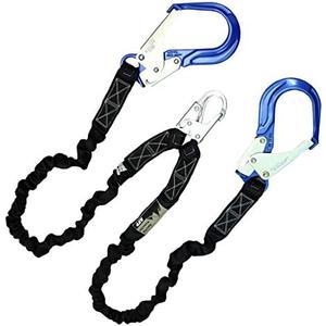 AFP 6FT Double Leg Internal Shock Absorbing Safety Fall Protection Lanyard with Dual Aluminum Pelican Rebar & Steel Snap Hook |Heavy-Duty Webbing | OSHA & ANSI Rated (Aluminum)