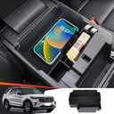 LUNQIN Car Center Console Organizer Tray for Ford Explorer 2020 2021 2022 2023 2024 2025 SUV Auto Interior Accessories Front Seat Middle Armrest Box Storage Bag Glove Hidden Insert Organize Accessory
