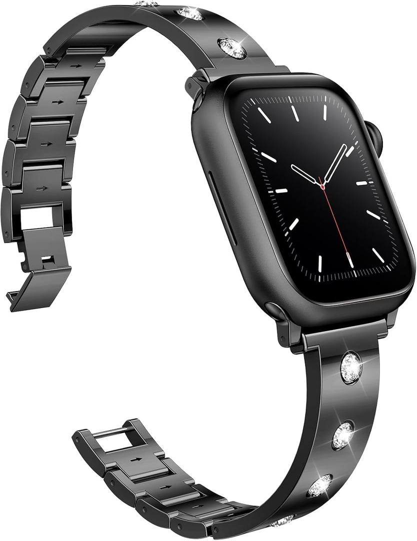 Mosonio Dressy Jewelry Bracelet Bands Compatible with Apple Watch Band 46mm 45mm 44mm 49mm 42mm 41mm 40mm 38mm for Women, Cute and Stylish Diamond Metal Strap for iWatch Series 11 10 9 8 7 6 5 4 3 2 1 SE Ultra