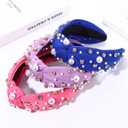 3 Pack Pearl Knot Headbands Rhinestone Jeweled Knotted Headband for Women Girls Fashion Wide Twist Boho Spring Summer Wedding Party Head Band Hair Accessories Gift