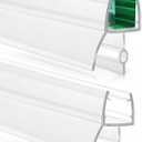 Bathroom Shower Door Seal Strip, 2PCS 36 Inch Shower Door Bottom Seal Strips, PVC Transparent Shower Door Seal Strip for 1/4"(6MM) Frameless Shower Door