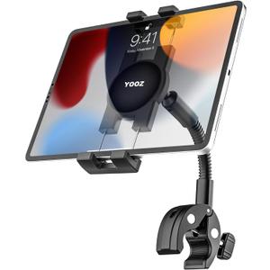 Handlebar Tablet Holder for Bike Pram Moto Wheel Chair [Metal Gooseneck Arm] Stroller Boat Treadmill Bicycle Mount Clamp for Tablet & Phone, iPad Pro Air Mini, Galaxy Tab, Kindle, 4-13"