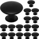 16 Pcs Black Cabinet Knobs, Round Dresser Knob Kitchen Drawer Knobs, Single Hole Cupboard Door Knob Dresser Drawer Pulls Handles