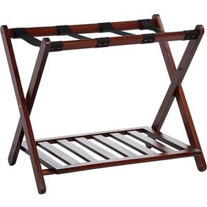 Casual Home Luggage Rack, Walnut, Solid Wood 16 x 26.75 x 22.25 inches
