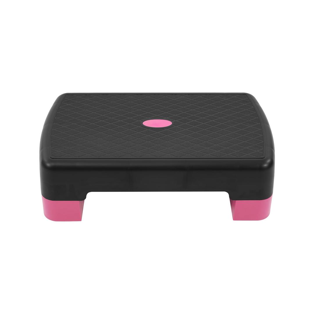 Fitvids 18" Aerobic Step Platform, Workout Stepper with Adjustable 2 Stackable Risers 3" 5.5" for Home Gym Small Space, Exercise Step, Pink/Black 