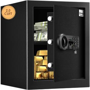 Tenamic Fireproof Waterproof Home Safe 2.0 Cuft - Keypad Large Lock Box Cabinet, Solid Alloy Steel for Office, Hotel - Black Tenamic Fireproof Waterproof Home Safe 2.0 Cuft - Keypad Large Lock Box Cabinet, Solid Alloy Steel for Office, Hotel - Black