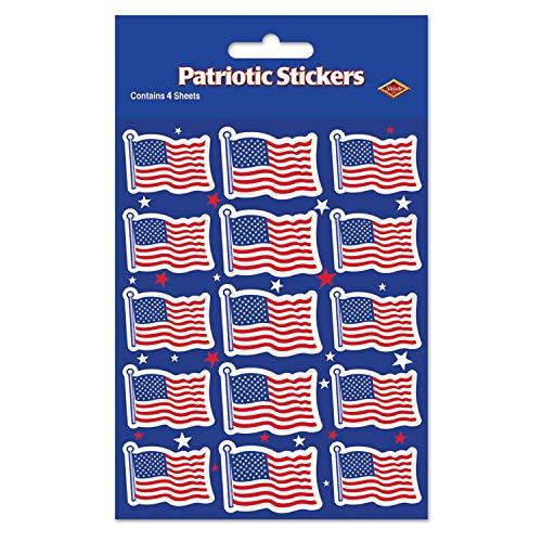 Beistle U S Flag Stickers, Pack of 3