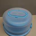 Cake Cupcake Carrier with Lid and Handle + Cake Stand Plate with Dome | 10" Round Cake Container Holder with Cover | Plastic Pie Carrier Cake Storage Container | Bunt Keeper Platter Tray for Transport (Blue)