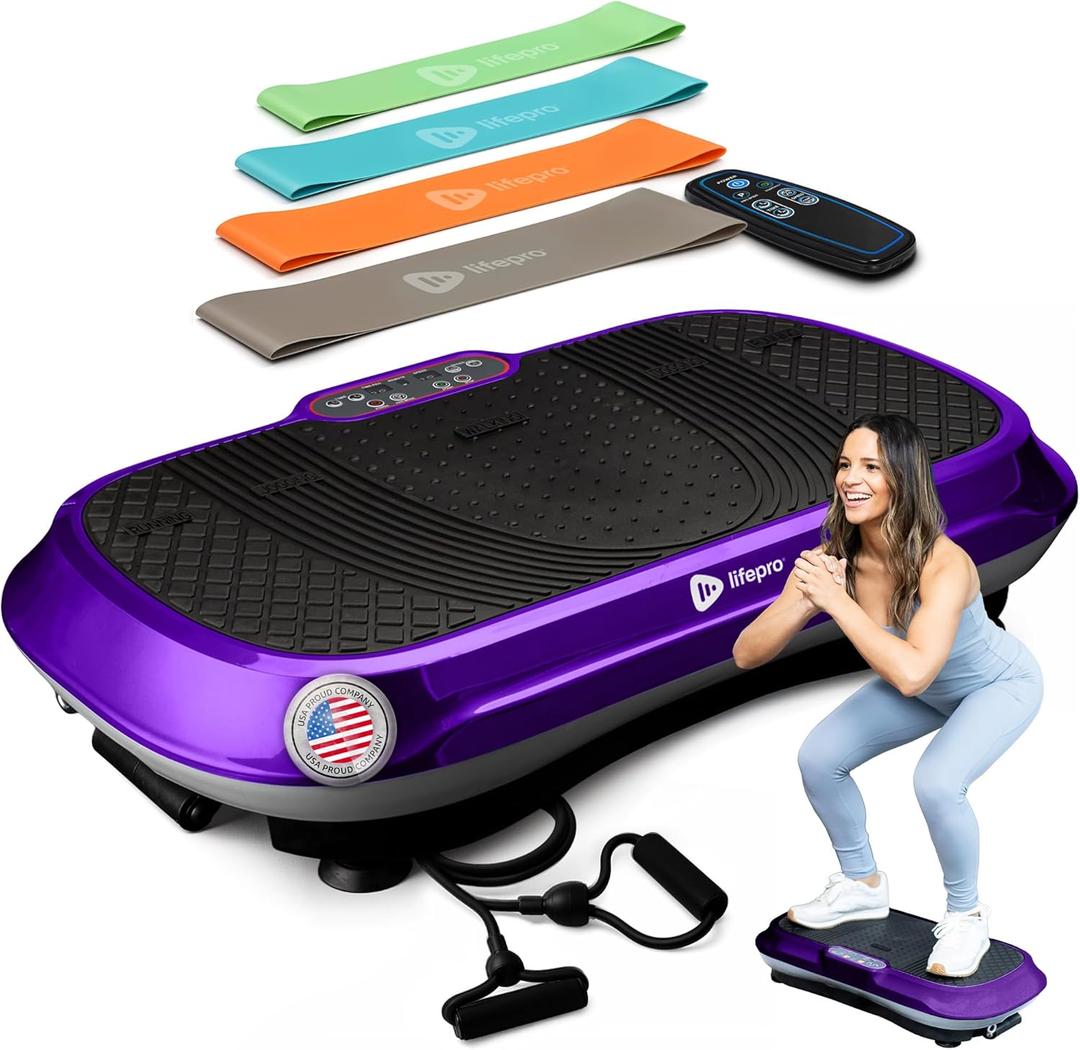Lifepro Waver Vibration Plate Exercise Machine for Lymphatic Drainage, Muscle Activation, Full-Body Workout Vibrating Platform with Loop Bands, Fitness Equipment for Strength Toning & Fat Loss (Purple)