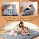 Honeydak 3 in 1 Giant Bean Bag Chair Cover Only (No Filler) Convertible Stuffed Animal Storage Bean Bag Large Lazy Floor Sofa Cover Soft Washable for Living Room Bedroom(Light Grey,Rabbit Fur)