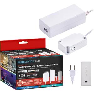 PureOptics LED Professional Push Wire Matter Certified Smart Under Cabinet Lighting 2-in-1 Power Kit, 48W Plug-in and Direct Wire, Smart Control Box, Works with Alexa, Apple Home, Google Home