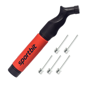 SPORTBIT Ball Pump for Sports Balls - Push & Pull Inflating System - Hand Pump for All Exercise Balls - Volleyball Pump, Basketball Inflator, Football & Soccer Ball Air Pump - Goes with 5 Needles Set