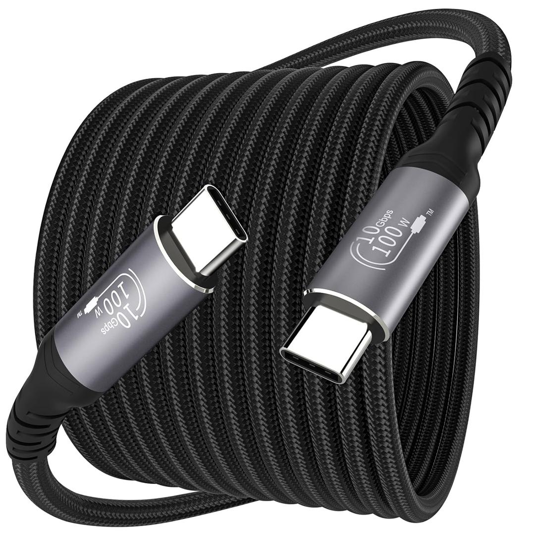 USB C Cable 25FT, USB C 3.1 Gen 2X2 Cable, 4K60Hz Monitor Video Output, 10Gbps High Speed Data Transfer, 100W Fast Charging, for Car Carplay iPhone 16, MacBook, Action Camera, Portable Monitor