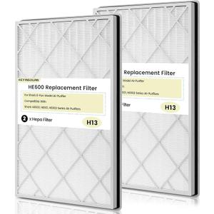 2 Pack HE601 HEPA Replacement Filters Compatible with Shark Air Purifier 6-Fan Models HE601, HE602, H13 True HEPA Filter, Compare to Part # HE6FKPET, HE6FKBAS, HE6FKPRO