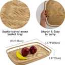 PEMAR Large Bamboo Wicker Serving Trays Set of 2 19.3 x 13.8 Rectangular Hand-Woven Lap/Breakfast Trays with Handles Rustic & Decorative Kitchen, Coffee Table & Bed Tray