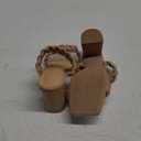 Syktkmx Womens Braided Heels Sandals Chunky Block Heel Double Strap Summer Dressy Sandal 7