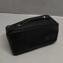 Large Capacity Travel Cosmetic Bag  PU Leather Makeup Organizer Bag Portable Woven Makeup Bags for Women Waterproof Travel Toiletry Bag with Divider Pouch, Black