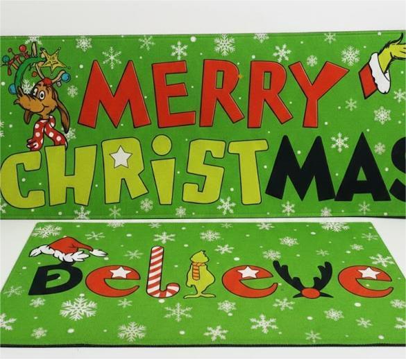 Christmas Kitchen Decor, Funny Christmas Kitchen Rugs, Set of 2 Merry Christmas Kitchen Mats, Holiday Xmas Doormat Bathroom Door Decorations for Outdoor Indoor, 29x17and 46x16 Inch