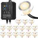 Recessed Deck Stair Lighting with Timer Photocell Sensor Transformer, Dimmable, Low Voltage LED Step Riser Lights IP67 Waterproof 1.26 12V Warm White Patio Kit Decorations, 16 Pack