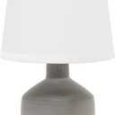 Simple Designs LT2080-GRY Mini Bocksbeutal Concrete Table Desk Lamp with Tapered Drum Fabric White Shade, Gray (Pack of 12)