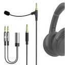 GEEKRIA Boom Mic Headphones Cable Compatible with Sony WH-1000XM6 WH-1000XM5 WH-1000XM4 ULT Wear, 3.5mm Jack Nylon Braided Replacement Cord with Boom Microphone for Gaming & Meeting (5.6ft) (Black)