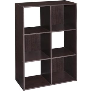 ClosetMaid Cubeicals 6 Cube Storage Shelf Organizer Bookshelf, Stackable, Vertical or Horizontal, Easy Assembly, Wood, Chocolate Finish
