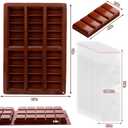 6 x Mity rain Chocolate Bar Mold Deep, Silicone Thick Chocolate Bar Mold for Stuffed Bar, Square Knafeh Pistachio Chocolate Bar Break Apart Candy Bar Molds with 100pcs Storage Bags