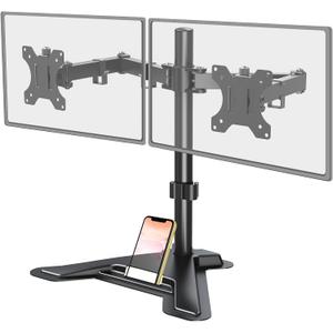 MOUNT PRO Dual Monitor Stand, Free-Standing Full Motion Monitor Desk Mount Fits 2 Screens up to 27 inches,17.6lbs with Height Adjustable, Swivel, Tilt, Rotation, VESA 75x75 100x100, Black